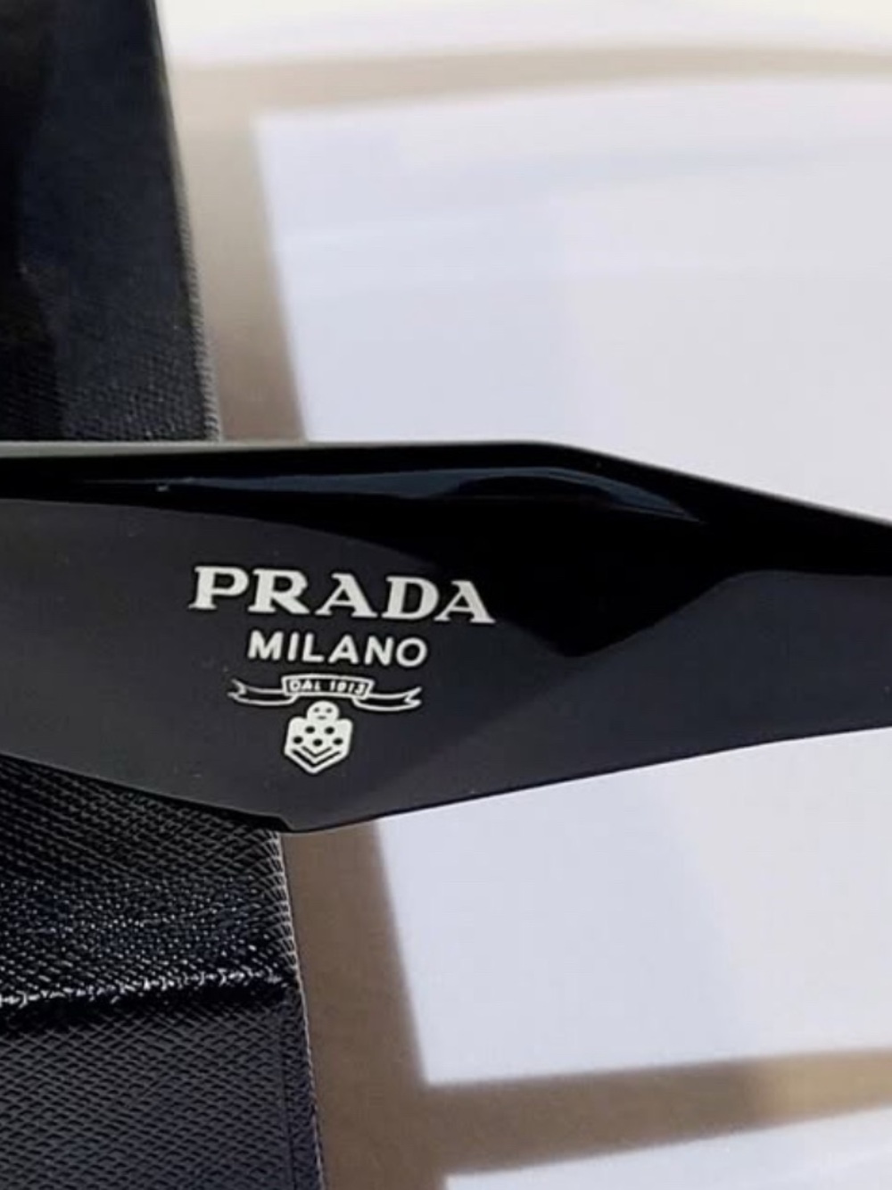 Prada Black Gloss Rectangular Sunglasses for Men - Picture 3 of 4